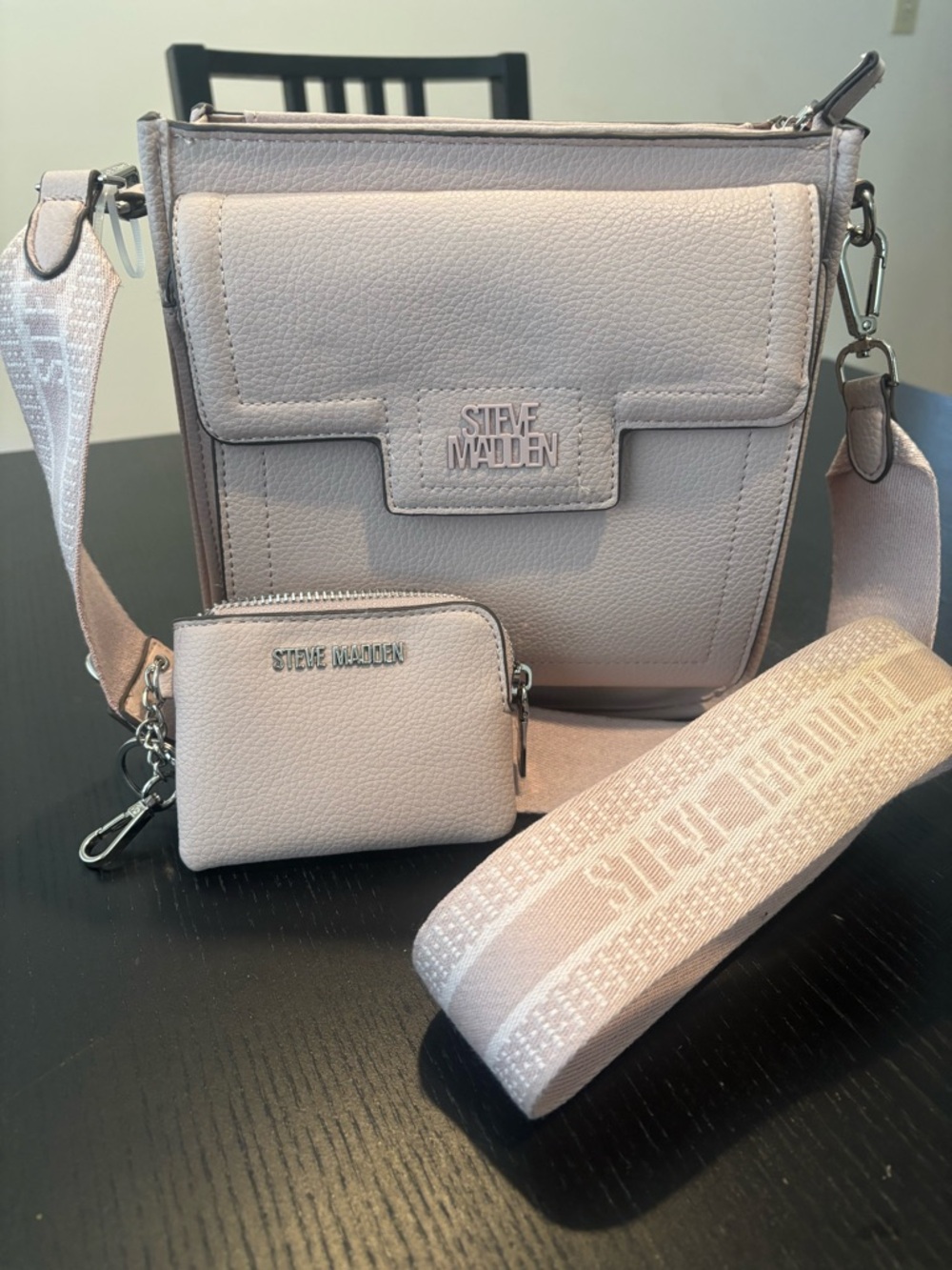 Steve Madden Pale Pink Pebbled Crossbody with Coin Pouch
